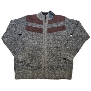 NWT Buffalo David Bitton Mens Westony Full Zip Sweater Jacket‎ Brown Mix XLG